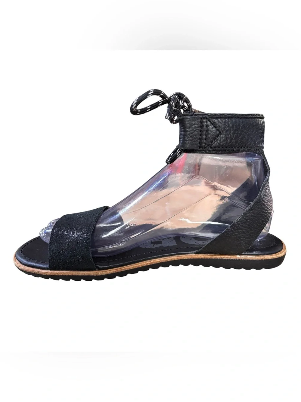 Sorel Joanie Ankle Black Leather Wrap Lace Sandals – Sz 8